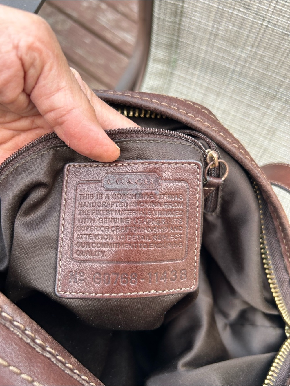 Authentic COACH Chocolate Brown Bucket Bag - Coach Patch Interior.